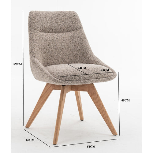 DÉJA Living Eetkamerstoel Malou - Taupe/Naturel - Draaibaar - Set van 2