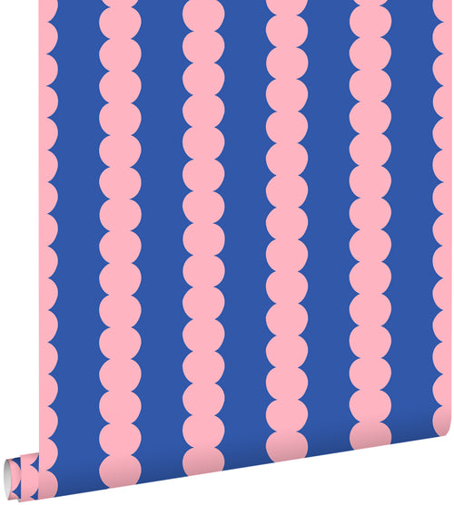 ESTAhome behang grafische print roze en blauw - 50 x 900 cm - 131750