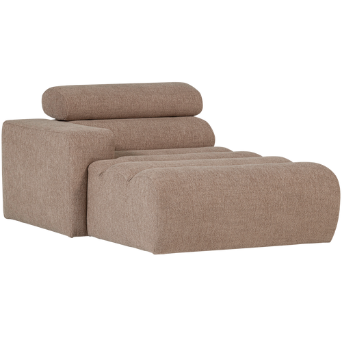 WOOOD chaise longue element arm links Novi - Polyester - Taupe - 86x109x173 - vtwonen shop