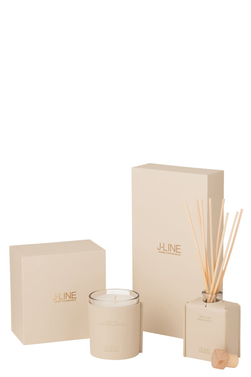 J-Line geurkaars Leder - Suit & Tie - glas - beige - 40U