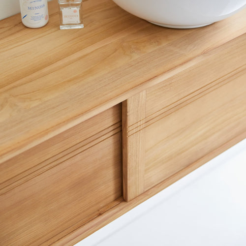 Tikamoon Massief teakhouten wastafelmeubel 140 cm - Naturel - vtwonen shop