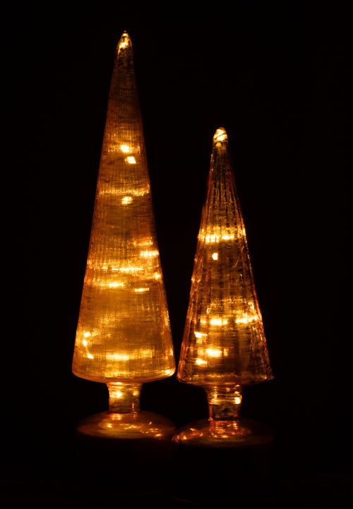 J-Line decoratie Boom Draaiend Gekraakt - glas - oranje - large
