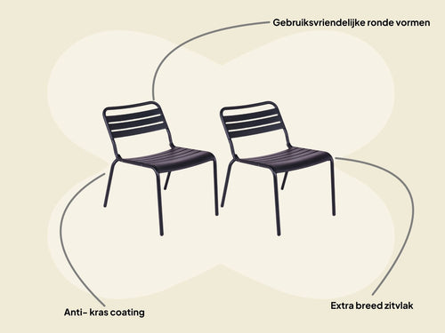 MaximaVida metalen loungestoel Max zwart - doos per 2 stuks