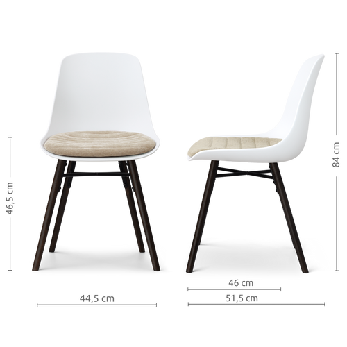 Nolon Nena-Liv eetkamerstoel wit met nougatbruin zitkussen - zwart houten onderstel