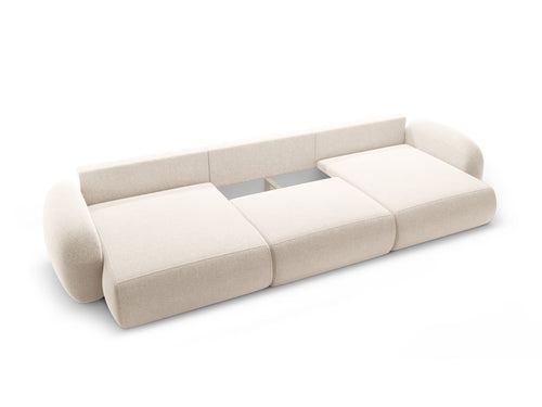 Cosmopolitan Design Converteerbare panoramische bank met opbergdoos Tonale 5-zits, chenille lichtbeige - 149x362x88cm