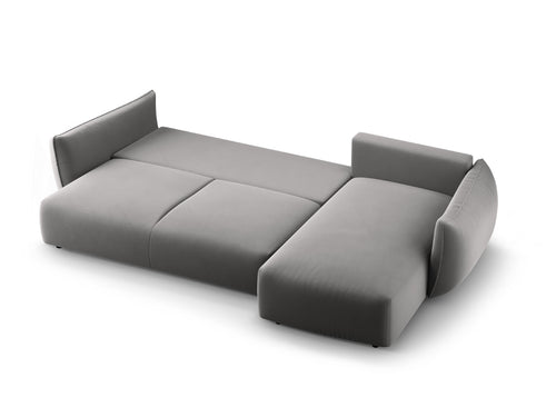 Cosmopolitan Design Converteerbare hoekbank rechts met opbergdoos Matera 4-zits, flueel grijs - 173x253x86cm
