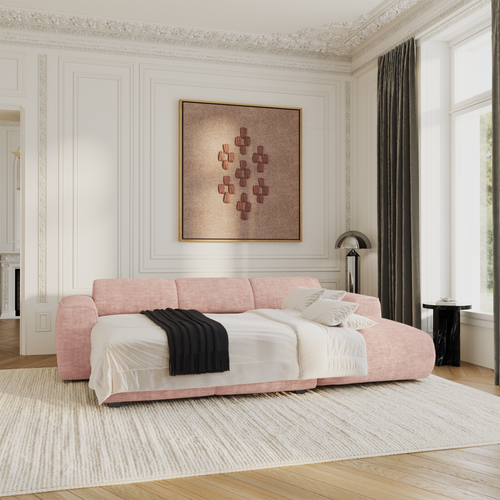 Sia Home - Hoekbanken YUMA - Fluweel met structuur - Vintage roze - 283cm - vtwonen shop