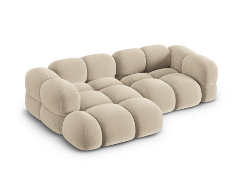 Cosmopolitan Design linker hoekbank Loretto 3-zits, flueel lichtbeige - 147x250x68cm