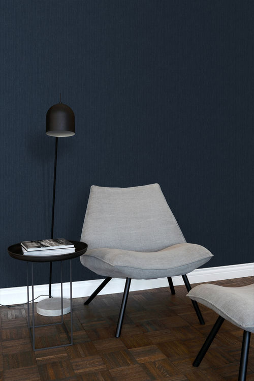 ESTAhome behang effen denim jeans structuur donkerblauw - 53 cm x 10.05 m - 148707