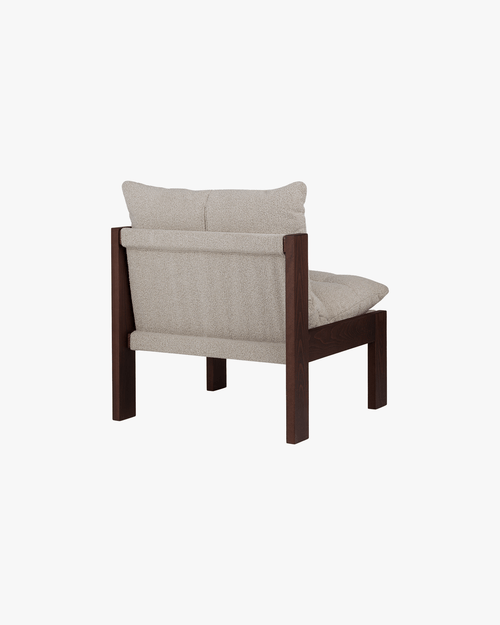 noo.ma Huno Lounge Chair - bouclé fauteuil, hout, Cocoa Brown & Desert Beige