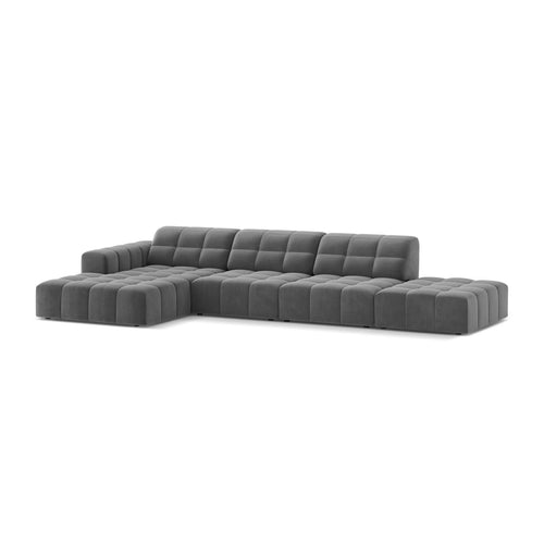 Cosmopolitan Design - Linker hoekbank Chicago 5-zits, flueel lichtgrijs - 167x348x78cm