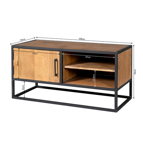 StarFurn Tv-Meubel Denver - Naturel Hout/Metaal - 100x45x50cm - vtwonen shop
