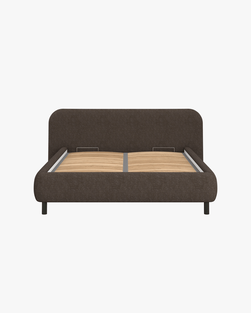 noo.ma Mumo gestoffeerd bed 180x200 - chocoladebruin bouclé