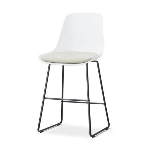 Nolon Nino-Liv barkruk wit met naturelbeige zitkussen - zwart onderstel - 65 cm