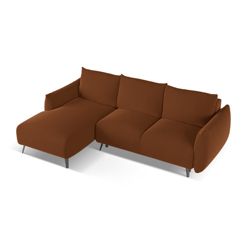 LaMiaSofa hoekbank links Genova - velours - terracotta - 242x162x86