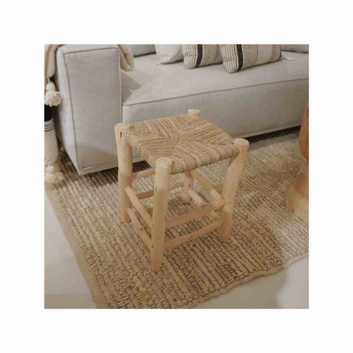 MÔMÉ Krukje Sami - naturel - hout/zeegras - 35 x 35 x 40 cm - boho look - vtwonen shop
