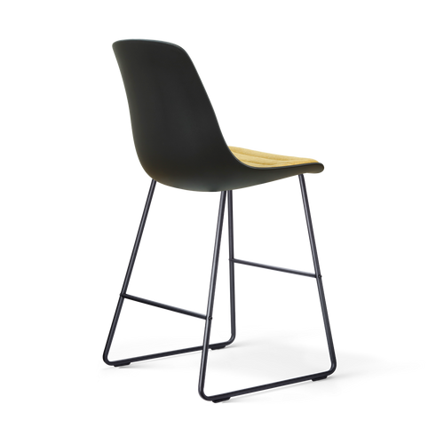 Nolon Nino-Liv barkruk zwart met warm oker zitkussen - zwart onderstel - 65 cm - vtwonen shop