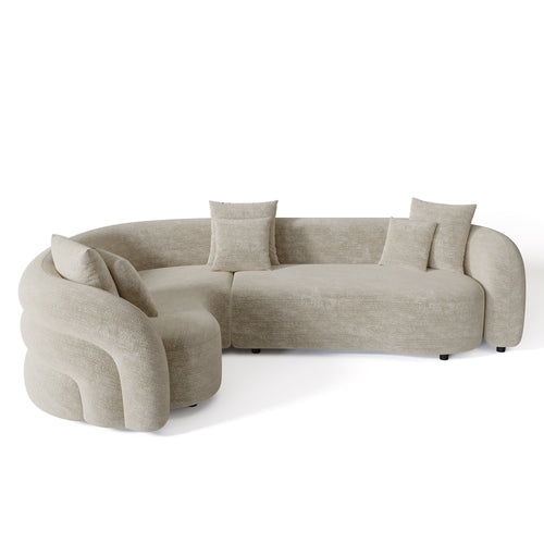 Sia Home - Hoekbank links VICTORIA - Fluweel met structuur - Mol - 290cm