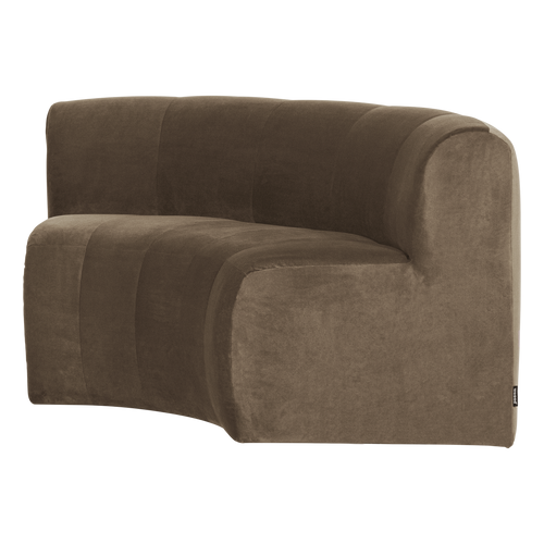 WOOOD eetbank halfronde hoek rug Mojo Base - Velvet - Taupe - 83x152x76