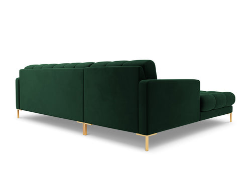 Cosmopolitan Design linker hoekbank Bali 5-zits, flueel, flessengroen - 185x293x75cm