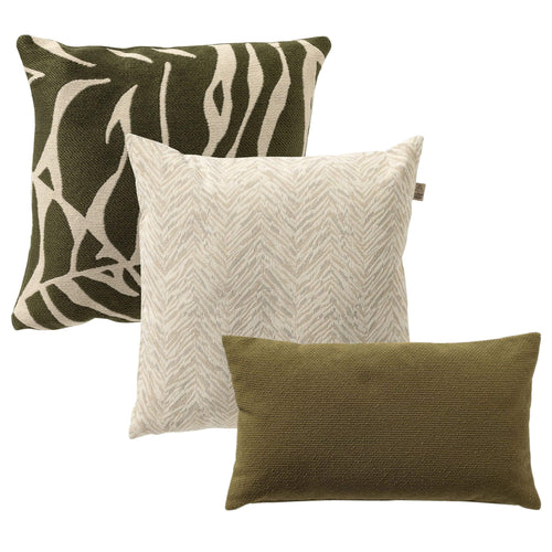 KUSSENSET - 3-delig - Forest Blend - 45x45 cm, 30x50 cm - inclusief binnenkussens - groen, beige