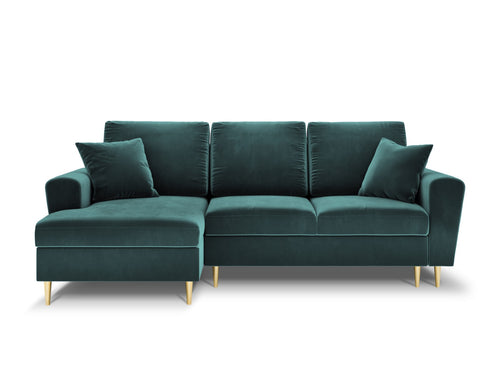 Cosmopolitan Design Uitklapbare hoekbank links met opbergdoos Kyoto 4-zits, flueel, olie - 145x241x88cm