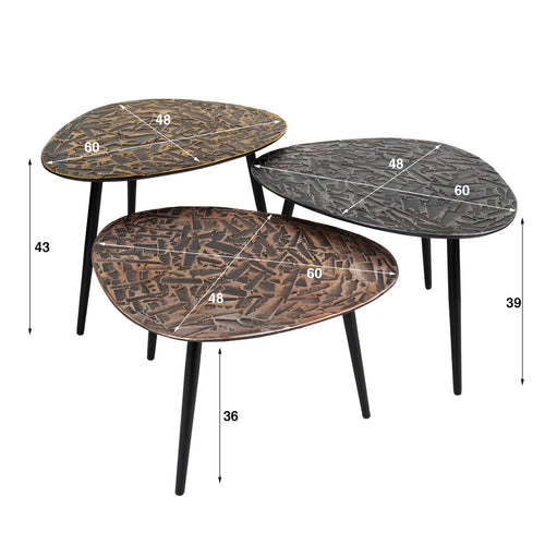 Giga Meubel Salontafel Patina - Multi Metaal - Set van 3 - 60x48x43cm - vtwonen shop