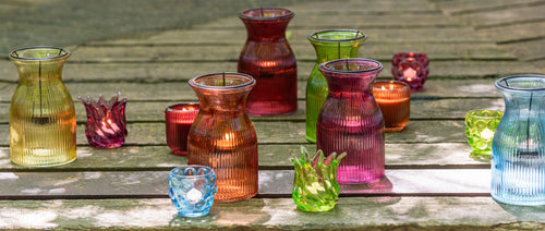 J-Line plateau Theelichthouder Popa - glas - mix - 6 stuks - vtwonen shop