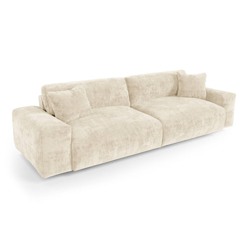 Premium Interiors - Bank CHEER - gewaafd fluweel crème 220cm
