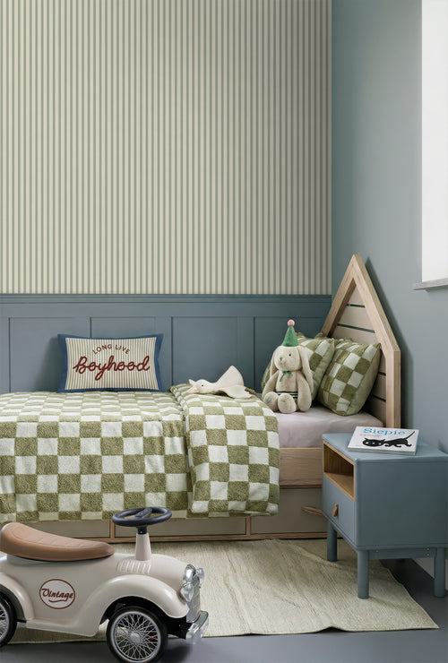 Sanders & Sanders behang geschilderde strepen vergrijsd groen - 50 x 900 cm - 935403
