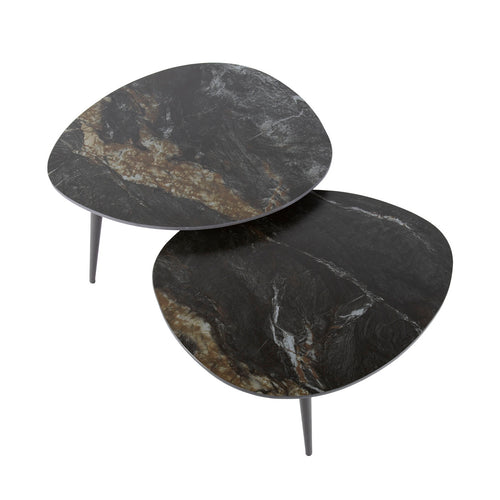 Giga Meubel Salontafel Fossil - Zwart Keramiek - Set van 2 - 70x58x40cm - vtwonen shop