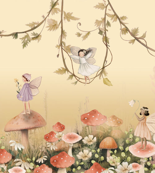 ESTAhome fotobehang elfjes geel, groen en roze - 250 x 279 cm - 159497 - vtwonen shop