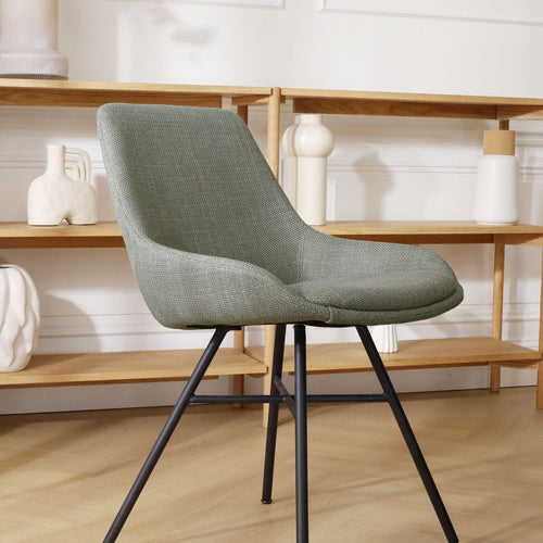 Nolon Noa-Isa Eetkamerstoel Saliegroen - Stof - Zwart Onderstel - vtwonen shop