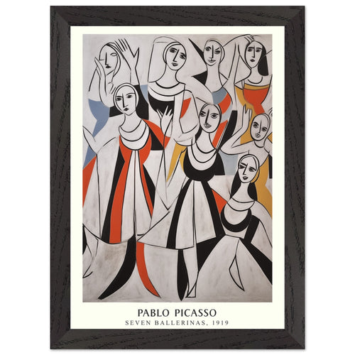 Artfulprints Poster met Lijst Pablo Picasso - Seven ballerinas   - A4 21x29.7 cm - Meerkleurig
