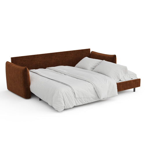 Sia Home - Rechte bank PLUME - Fluweel met structuur - Terracotta - 213.5cm