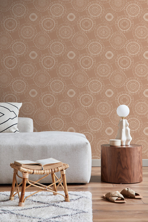 ESTAhome behang bloemen terracotta - 50 x 900 cm - 139824