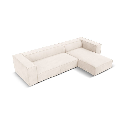 Cosmopolitan Design - Rechter hoekbank Turin 5-zits, structurele stof lichtbeige - 173x290x68cm