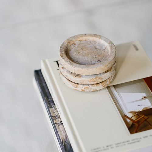S|P Collection - Glasonderzetter 10cm marmer beige Opus - Set van 4