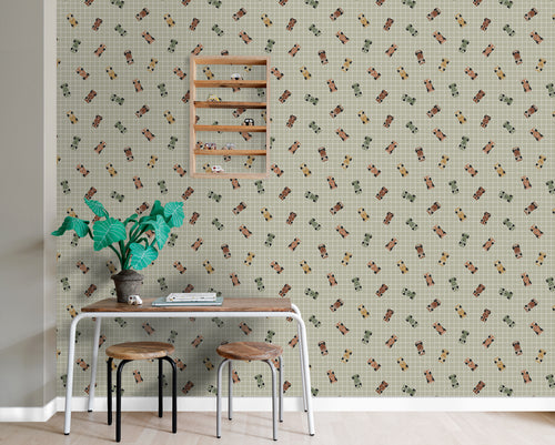 ESTAhome behang race auto's vergrijsd groen - 50 x 900 cm - 131753