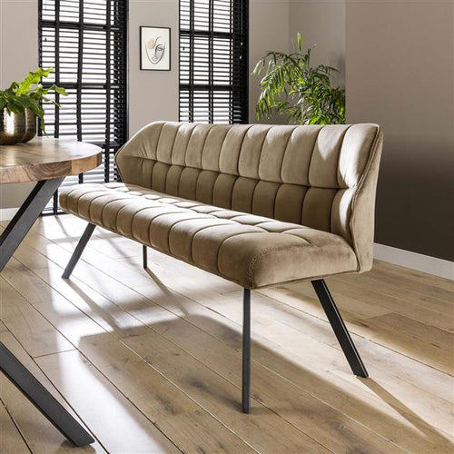 Giga Meubel Eetkamerbank Raster - Champagne Velvet - 180x59x84cm