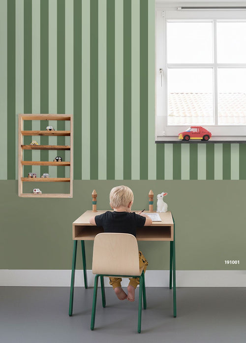 ESTAhome behang strepen donkergroen - 0.53 x 10.05 m - 131920