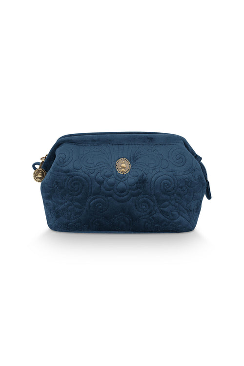 Pip Studio - Cooper Make up tasje - Velvet Quiltey Days - Blauw - 19x8.5x12 cm - vtwonen shop