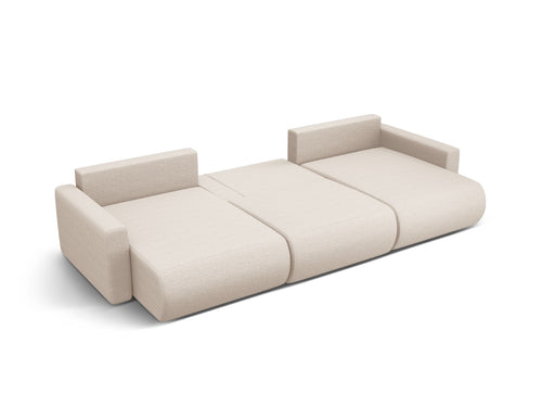 Cosmopolitan Design Converteerbare panoramische bank met opbergdoos Belfast 4-zits, structurele stof beige - 149x340x84cm