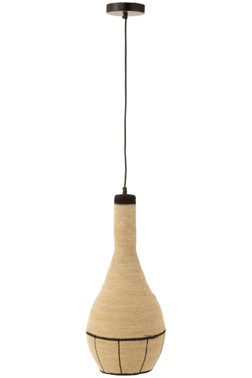 J-Line hanglamp Peer Lijnen - zeegras - naturel/zwart