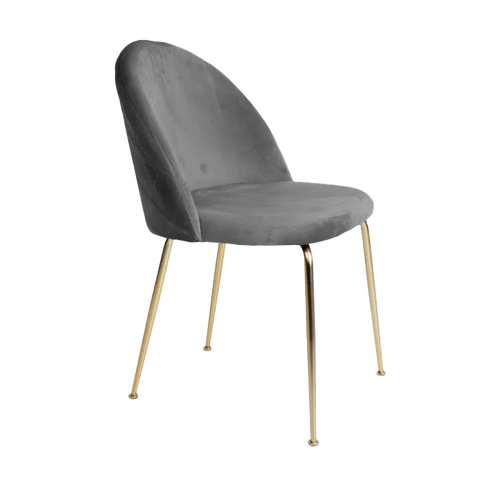 Artichok Aniek Eetkamerstoel Velvet Grijs - Gouden Poten - vtwonen shop