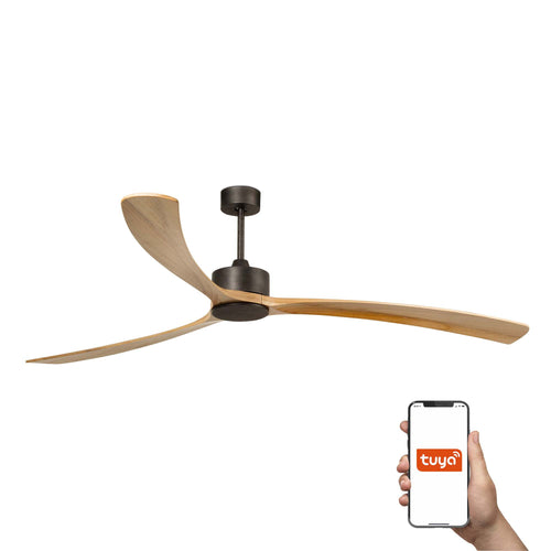 Faro Kauai XXL Plafondventilator Donkerbruin, Dennen Tuya Smart System