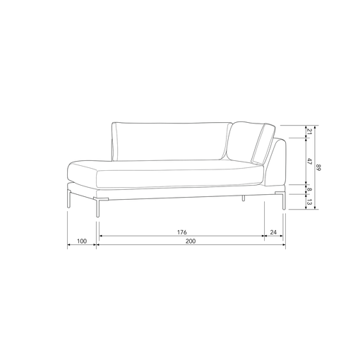 vtwonen lounge bank element links Couple- Polyester - Chocolade Bruin - 89x100x200