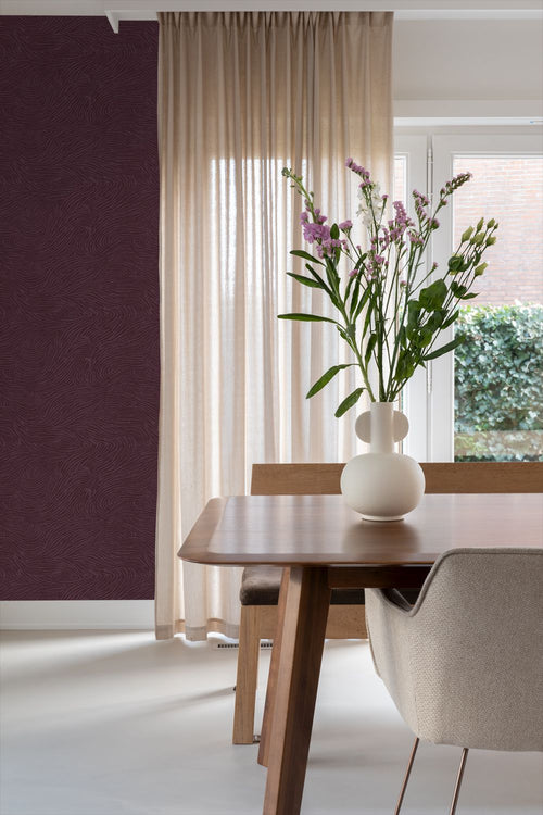 ESTAhome behang 3d golvende lijnen aubergine paars - 53 cm x 10.05 m - 131367