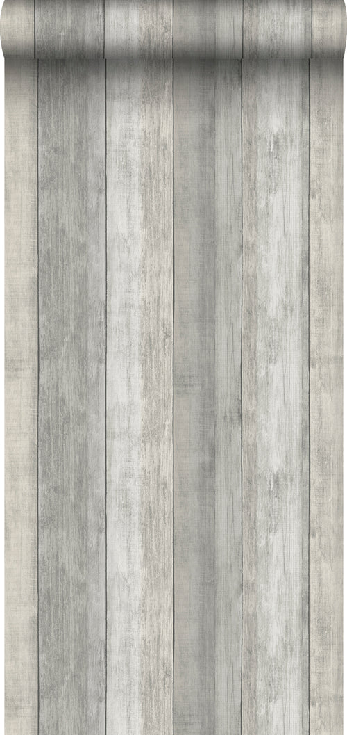 Sanders & Sanders behang houtlook lichtgrijs - 53 cm x 10 m - 640051
