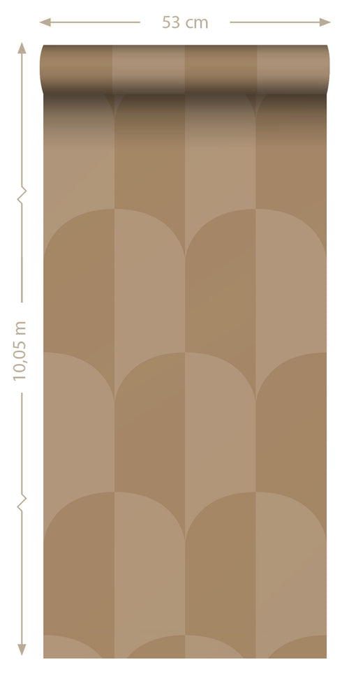 ESTAhome behang art deco bogen donker beige - 50 x 900 cm - 131236
